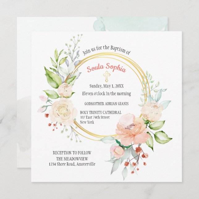 Soula Square Baptism Invitation (Front/Back)