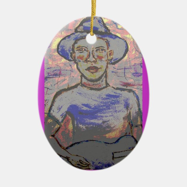 Soulful Bluesman Ceramic Ornament (Front)