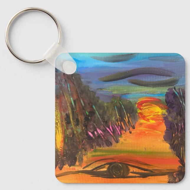 Soulful Horizon Hand Painted Design  Keychain (Front)