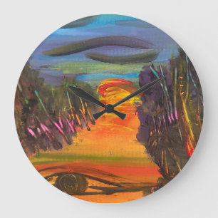 Soulful Horizon Hand Painted Design Large Clock