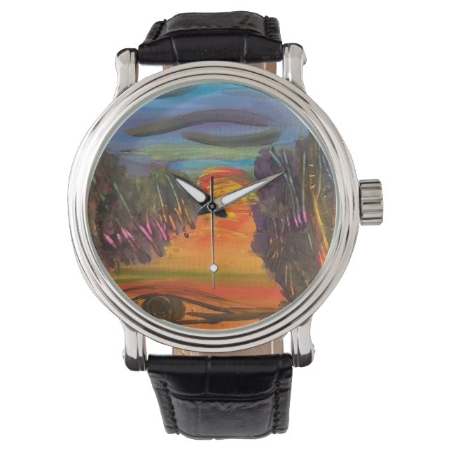 Soulful Horizon Hand Painted Design  Watch (Front)