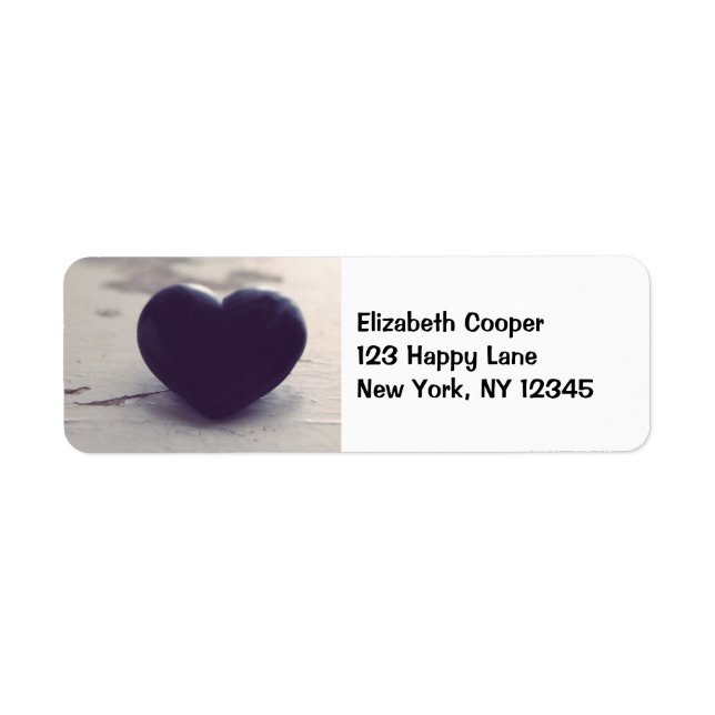 Soulful Purple Stone Heart on a Sandy Beach Label (Front)