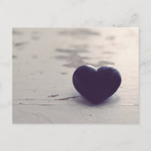 Soulful Purple Stone Heart on a Sandy Beach Postcard