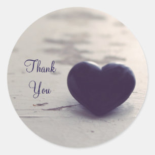 Soulful Purple Stone Heart on a Wet Sandy Beach Classic Round Sticker