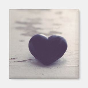 Soulful Purple Stone Heart on a Wet Sandy Beach Magnet