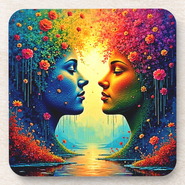 Soulful Rainbow Connection Design Beverage Coaster (Front)