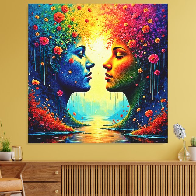 Soulful Rainbow Connection Design Canvas Print (Insitu(LivingRoom))