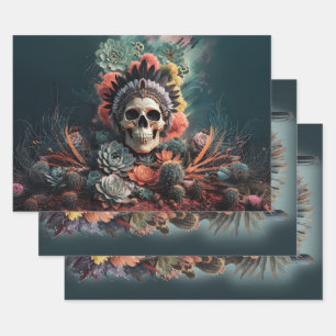 Soulful Warrior, Native American Gothic Wrapping Paper Sheets