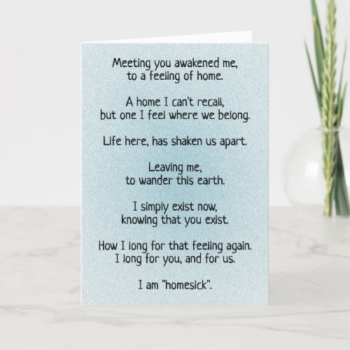 Soulmate Connection HOMESICK Poem Holiday Card