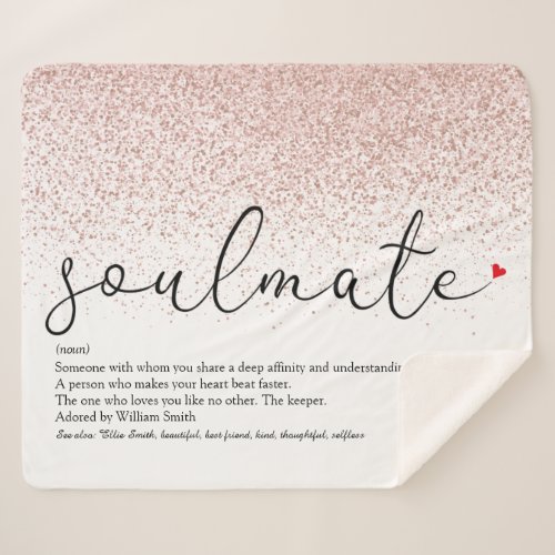 Soulmate Definition Love Heart Rose Gold Glitter S Sherpa Blanket