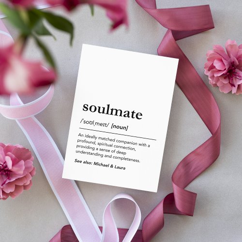 Soulmate definition minimalist typography modern card
