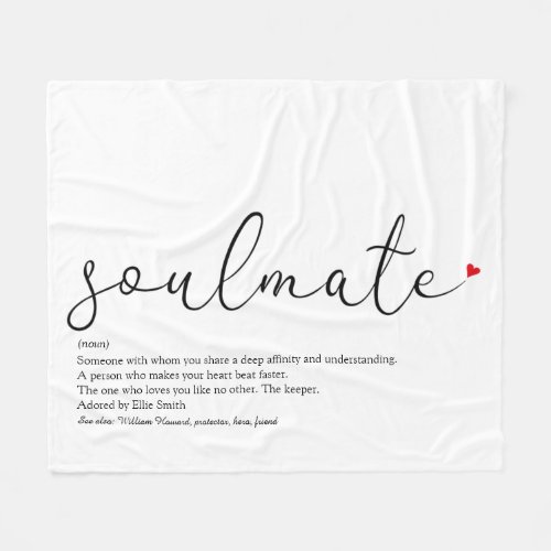 Soulmate Definition Script Love Heart Fleece Blanket