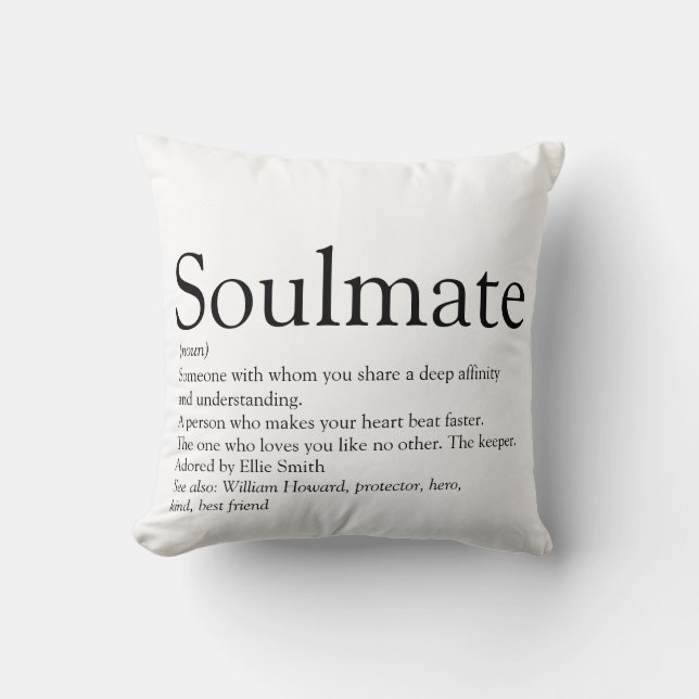 Soulmate Definition Simple Modern Fun Throw Pillow (Front)