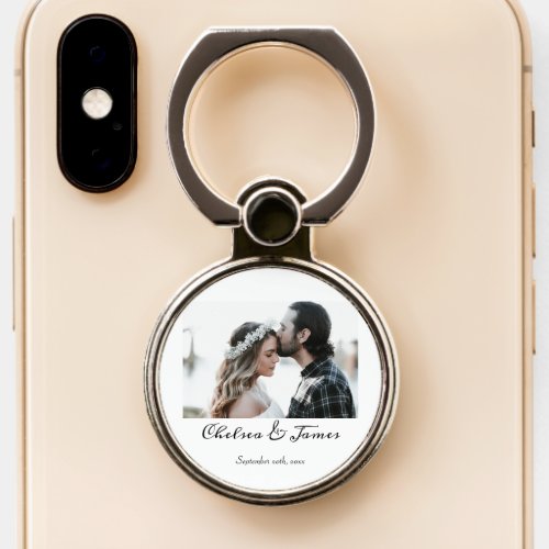 Soulmate Elegant Calligraphy Couple Photo  Phone Ring Stand
