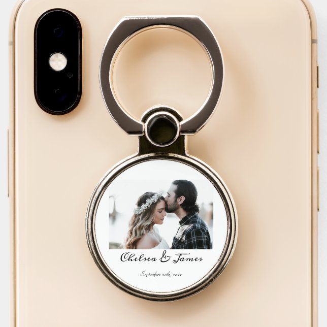 Soulmate Elegant Calligraphy Couple Photo  Phone Ring Stand (Close Up)