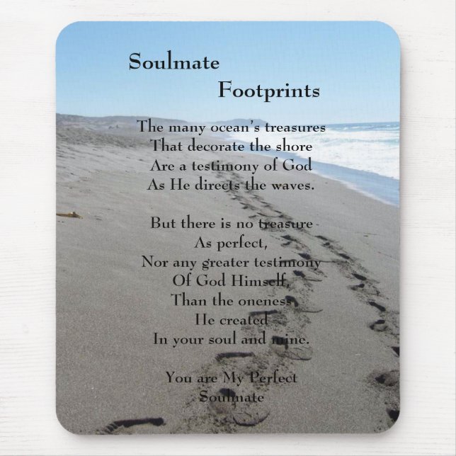 Soulmate Footprints Mousepad With Poem (Front)