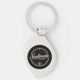 Soulmate Retro Love Minimal (Dark) Couple Matching Keychain