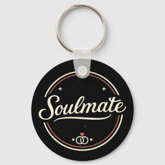 Soulmate Retro Love Minimal (Dark) Couple Matching Keychain