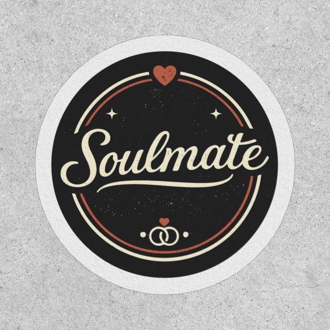 Soulmate Retro Love Minimal (Dark) Couple Matching Patch (Front)
