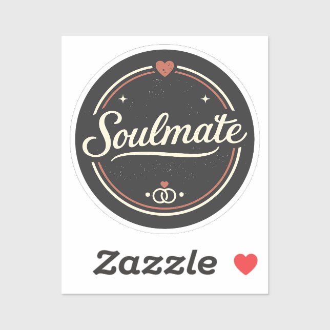 Soulmate Retro Love Minimal (Dark) Couple Matching Sticker (Sheet)