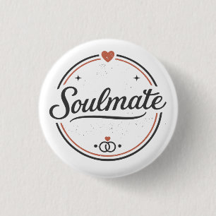 Soulmate Retro Love Minimal(Light) Couple Matching Button