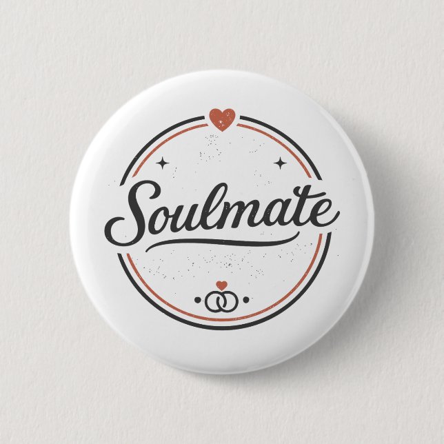 Soulmate Retro Love Minimal(Light) Couple Matching Button (Front)