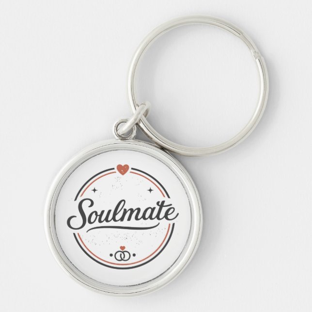 Soulmate Retro Love Minimal(Light) Couple Matching Keychain (Front)