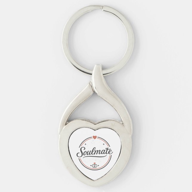 Soulmate Retro Love Minimal(Light) Couple Matching Keychain (Front)