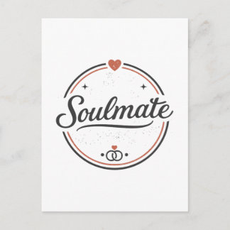 Soulmate Retro Love Minimal(Light) Couple Matching Postcard