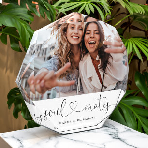 Soulmate Script Best Friends Gift Photo Keepsake Block