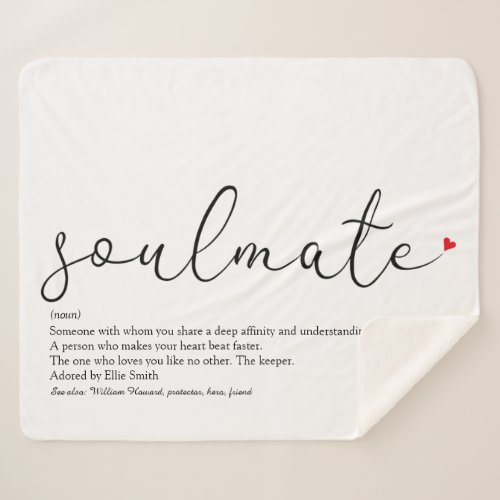 Soulmate Script Love Heart Definition Sherpa Blanket