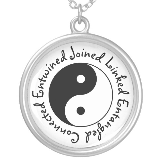 Soulmate Yin Yang Poetry Silver Plated Necklace (Front)