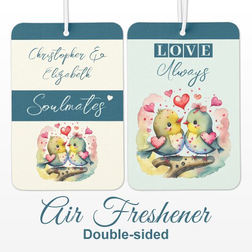 Soulmates birds love always blue air freshener