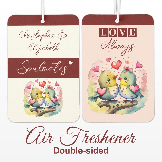 Soulmates birds love always burgundy air freshener (Creator Uploaded)