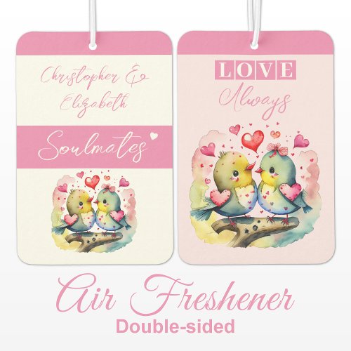 Soulmates birds love always pink air freshener