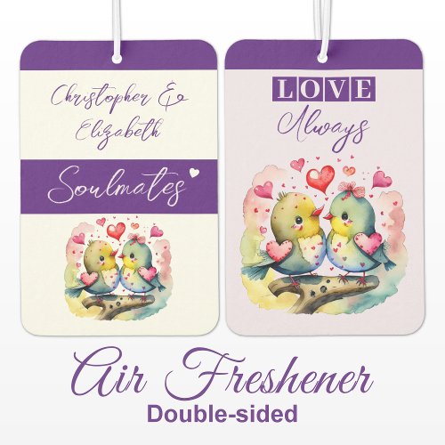 Soulmates birds love always purple air freshener