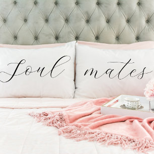 Soulmates Elegant Romantic Script Pillow Case