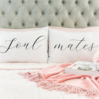 Soulmates Elegant Romantic Script Pillow Case