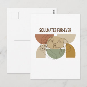 Soulmates Fur-Ever Dog Mom Line Art Postcard