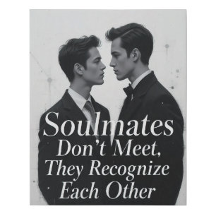 Soulmates Gay Couple Love Quote Art Faux Canvas Print
