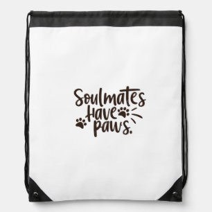Soulmates Have Paws Drawstring Bag