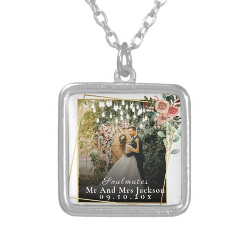 Soulmates I Love You Personalized Photo Valentine Silver Plated Necklace