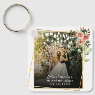 Soulmates I Love You wedding Photo Valentine's day Keychain