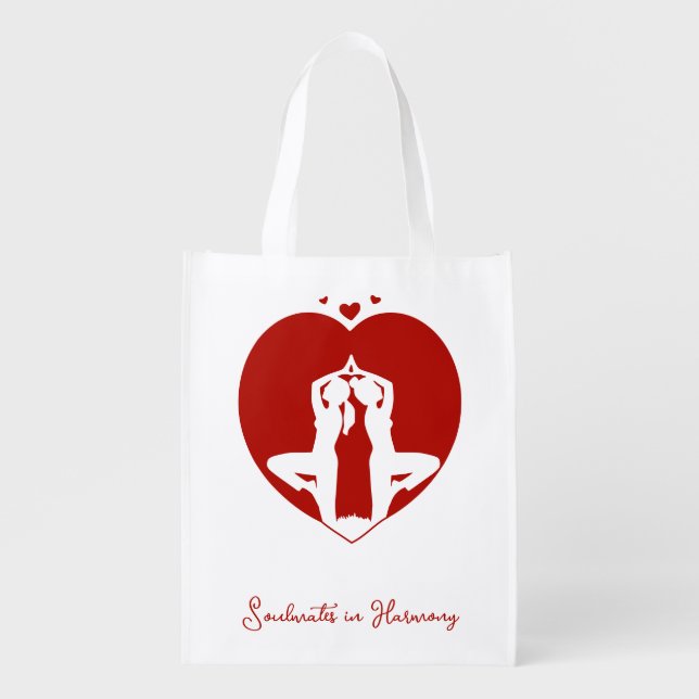  Soulmates in Harmony Reusable Grocery Bag | Yoga  (Front)