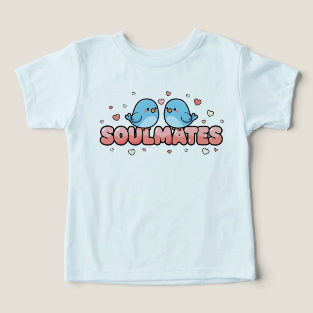 Soulmates: Kawaii Bluebirds Pastel Love Toddler T-shirt (Design Front)