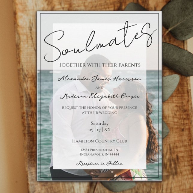 Soulmates Photo Wedding Invitation | White Overlay (Creator Uploaded)
