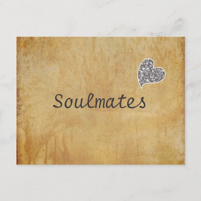 Soulmates with Glitter Heart Postcard (Front)