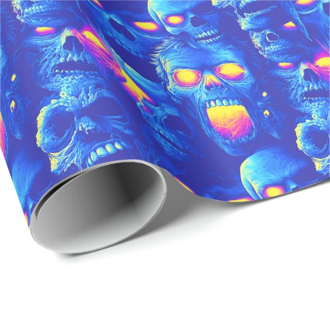 Souls of the Damned - Neon Horror Horde Wrapping Paper (Roll Corner)