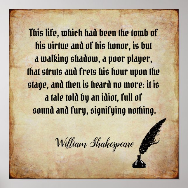 Sound and Fury - Shakespeare quote print (Front)
