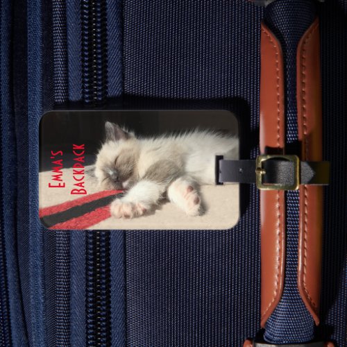 Sound Asleep Cute Siamese  Kitten Photograph Luggage Tag